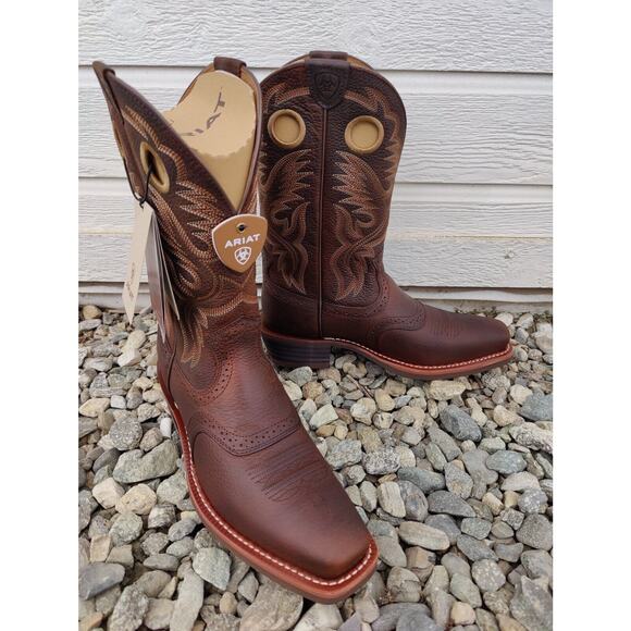 Ariat Heritage Roughstock Mens Size 7.5 D Brown Leather Buckaroo Cowboy Boots